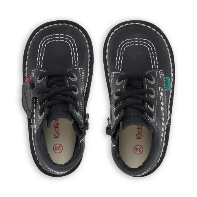 Junior Unisex Kick Hi Zip Leer Zwart/Wit