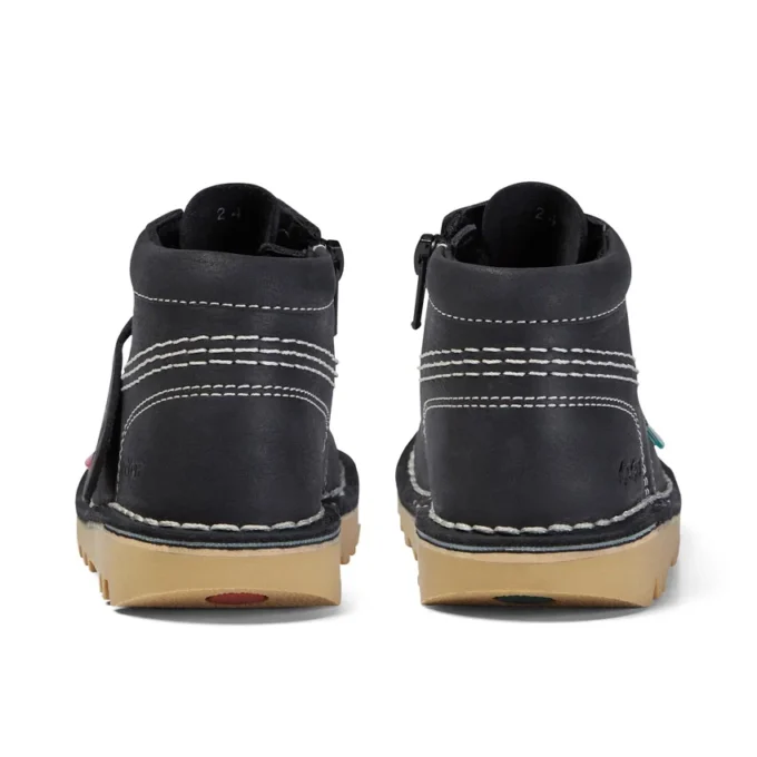 Junior Unisex Kick Hi Zip Leer Zwart/Wit