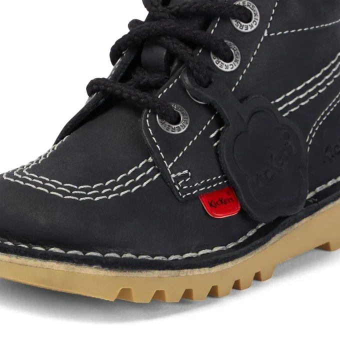 Junior Unisex Kick Hi Zip Leer Zwart/Wit