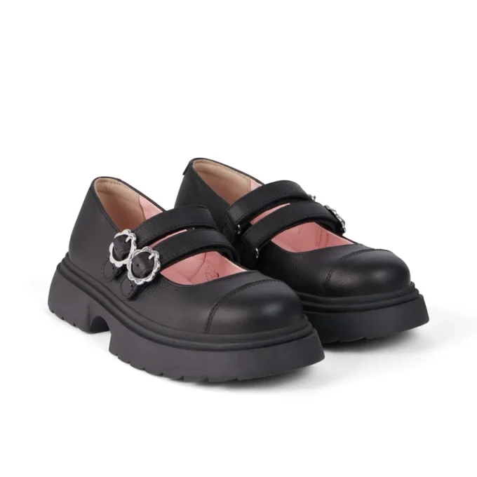 Kenzi MJ-schoenen voor meisjes, leer, zwart