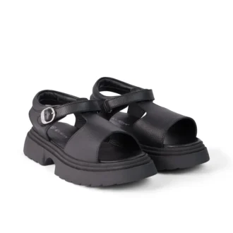 Kenzi-sandalen voor meisjes, leer, zwart