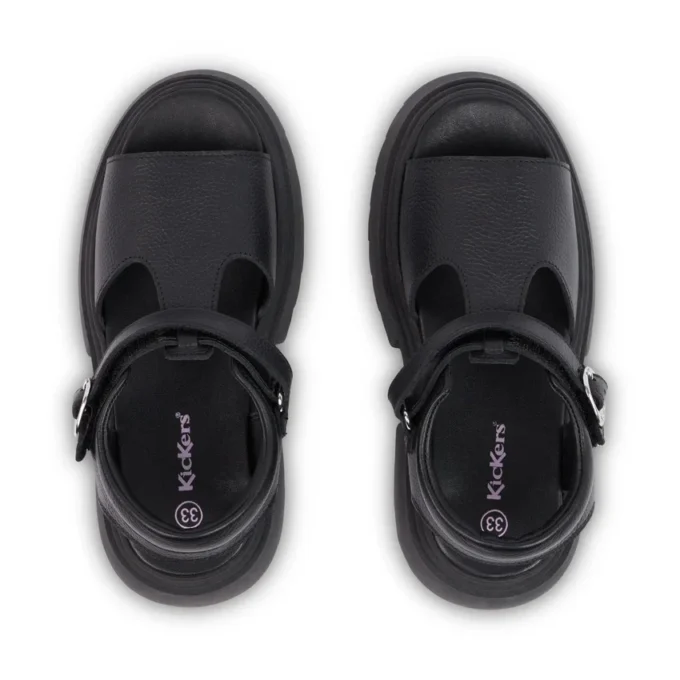 Kenzi-sandalen voor meisjes, leer, zwart