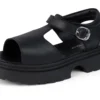 Kenzi-sandalen voor meisjes, leer, zwart