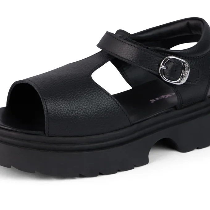 Kenzi-sandalen voor meisjes, leer, zwart