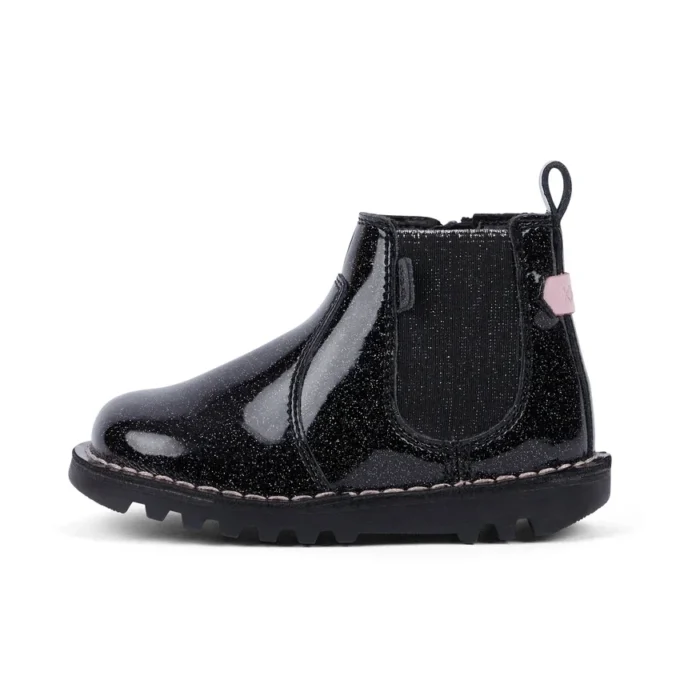 Kick Chelsea Galactic leer voor babymeisjes, zwart