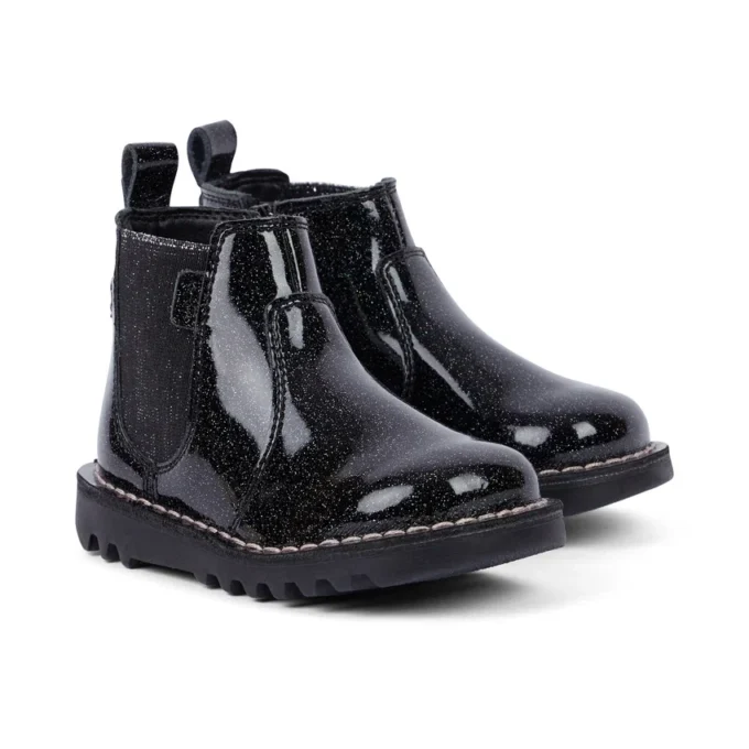 Kick Chelsea Galactic leer voor babymeisjes, zwart