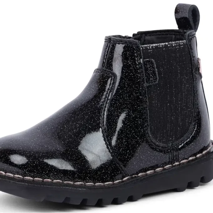 Kick Chelsea Galactic leer voor babymeisjes, zwart