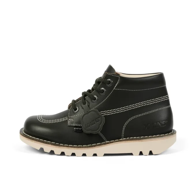 Kick Hi-laarzen voor volwassenen, unisex, generfd leer, Mains, donkergroen