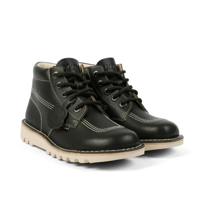 Kick Hi-laarzen voor volwassenen, unisex, generfd leer, Mains, donkergroen