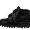 Kick Hi Ribbon lakschoenen voor babymeisjes, zwart