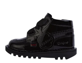 Kick Hi Ribbon lakschoenen voor babymeisjes, zwart
