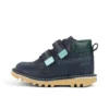 Kick Hi Roll ZigZag-laarzen voor babyjongens, leer, marineblauw