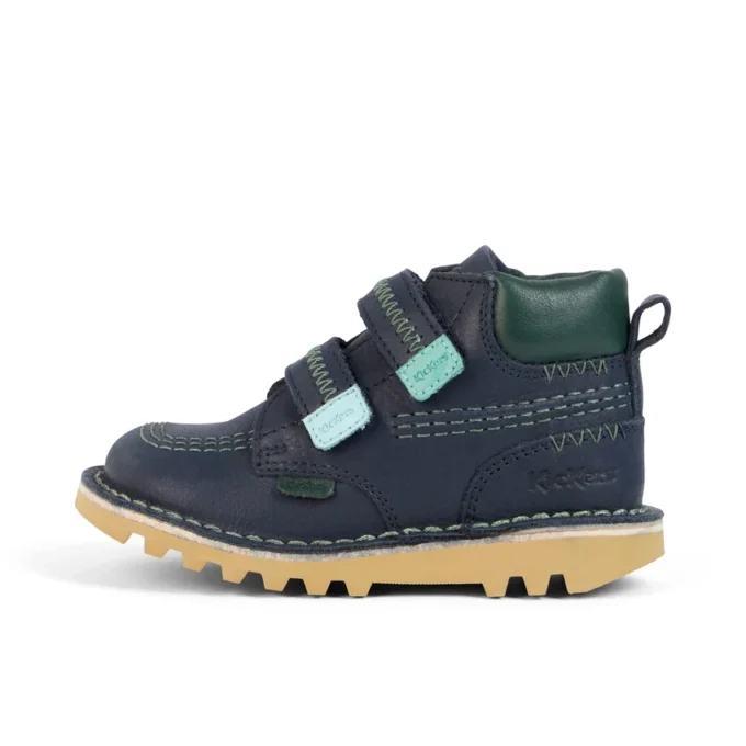 Kick Hi Roll ZigZag-laarzen voor babyjongens, leer, marineblauw