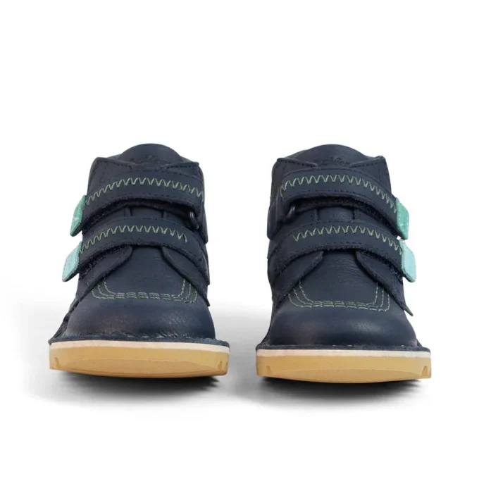 Kick Hi Roll ZigZag-laarzen voor babyjongens, leer, marineblauw