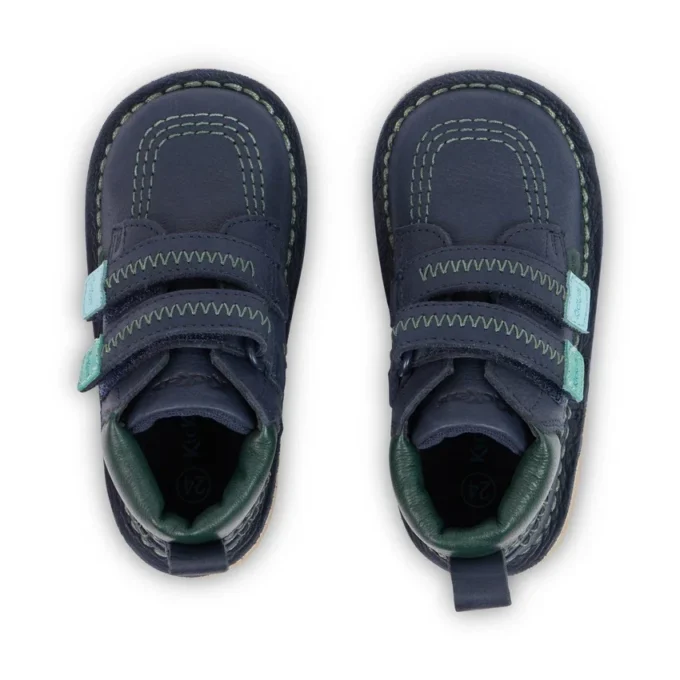 Kick Hi Roll ZigZag-laarzen voor babyjongens, leer, marineblauw