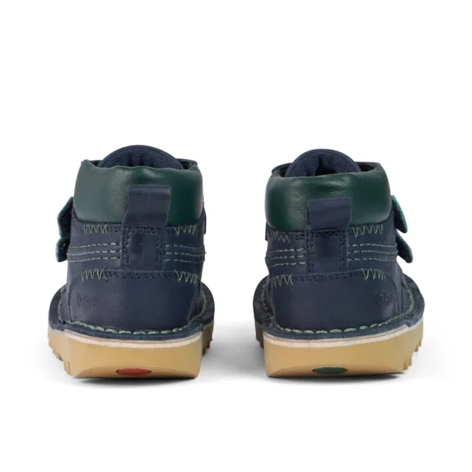 Kick Hi Roll ZigZag-laarzen voor babyjongens, leer, marineblauw