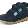 Kick Hi Roll ZigZag-laarzen voor babyjongens, leer, marineblauw