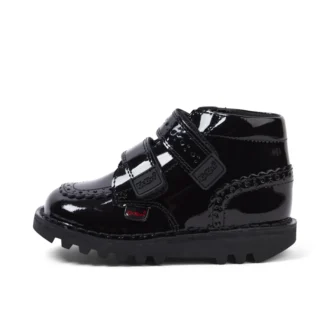 Kick Hi Vel Brogue lakschoenen voor babymeisjes, zwart