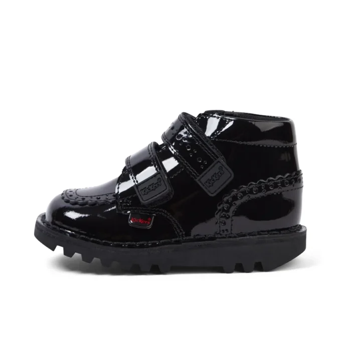 Kick Hi Vel Brogue lakschoenen voor babymeisjes, zwart