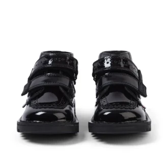 Kick Hi Vel Brogue lakschoenen voor babymeisjes, zwart