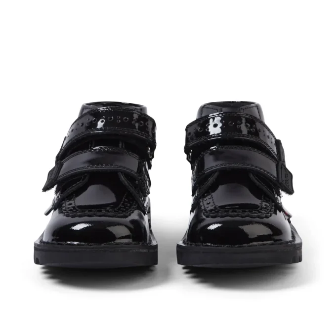 Kick Hi Vel Brogue lakschoenen voor babymeisjes, zwart
