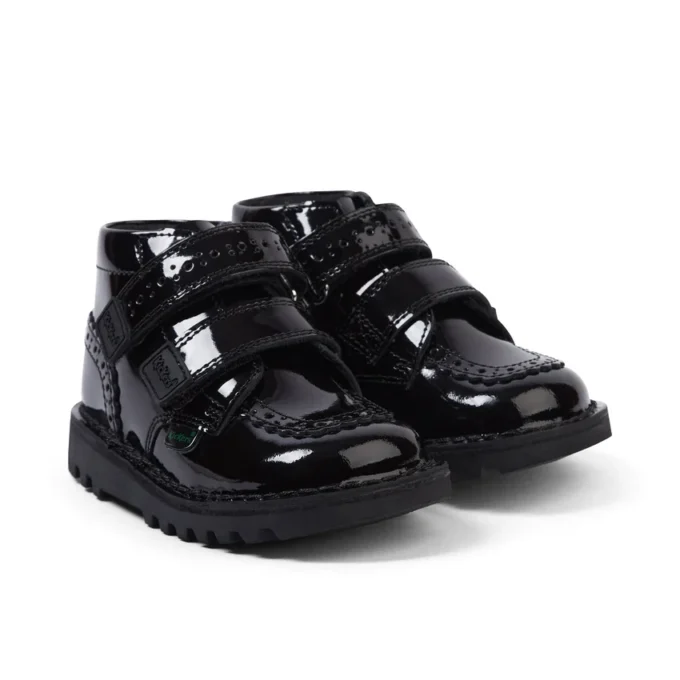 Kick Hi Vel Brogue lakschoenen voor babymeisjes, zwart