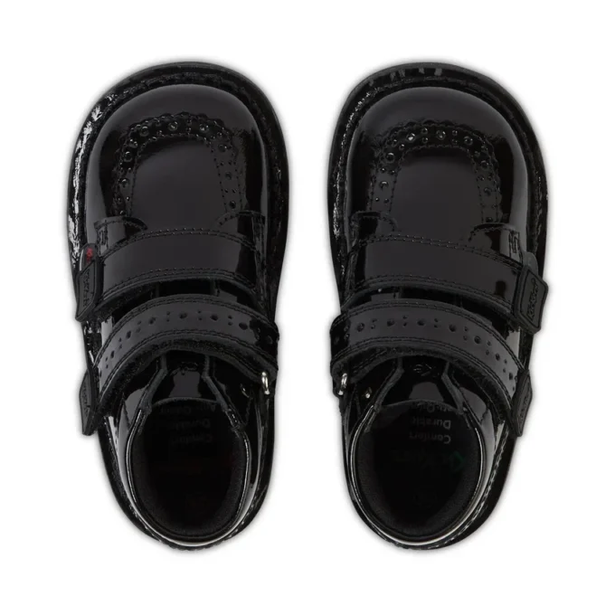 Kick Hi Vel Brogue lakschoenen voor babymeisjes, zwart