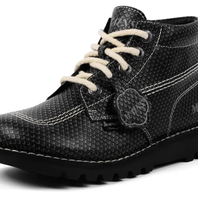 Kick Hi voor volwassenen, unisex, generfd leer, Mains, grijs