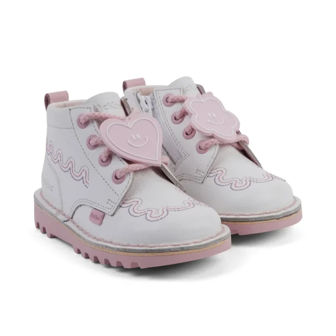Kick Hi Wave leer wit voor babymeisjes