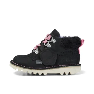 Kick Hi Winter-laarzen van nubuck voor babymeisjes, zwart