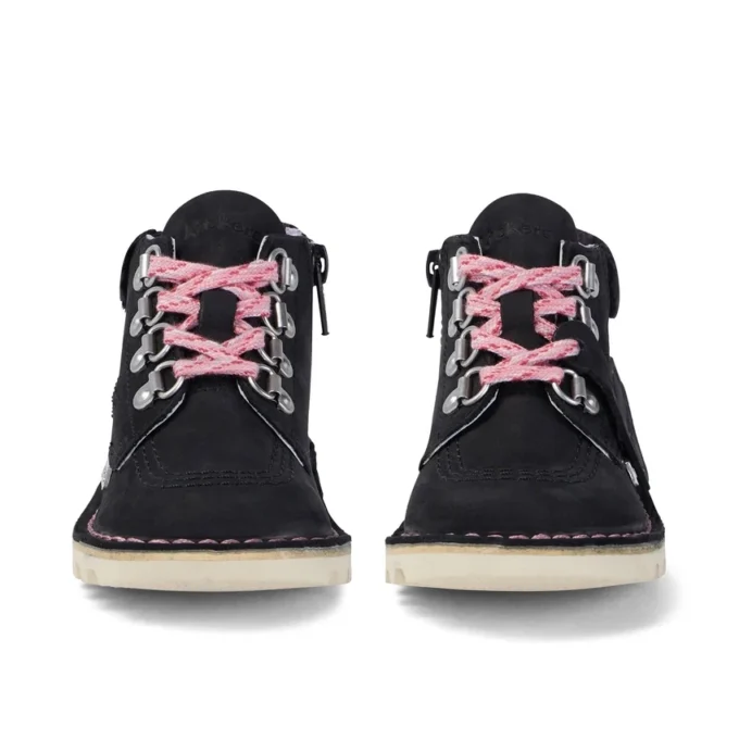 Kick Hi Winter-laarzen van nubuck voor babymeisjes, zwart