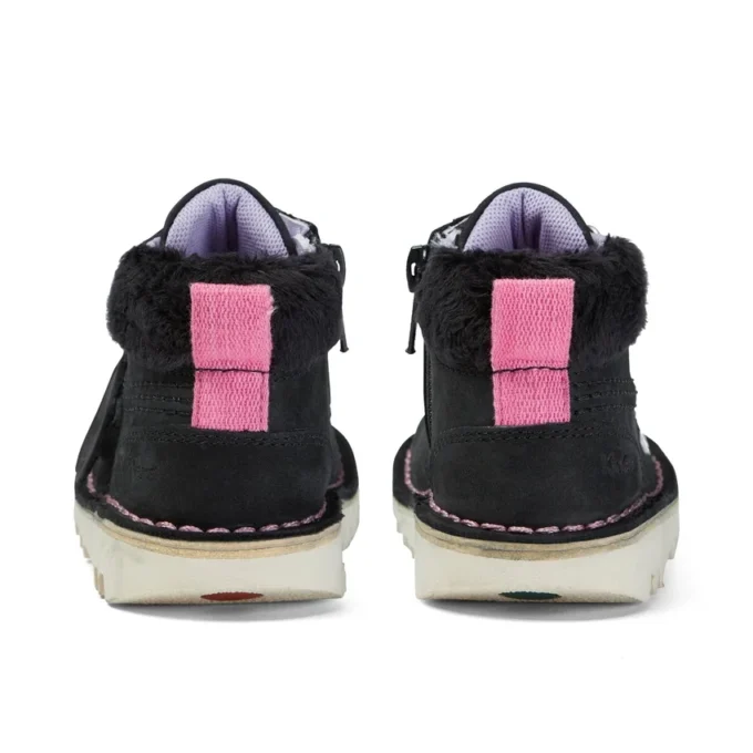 Kick Hi Winter-laarzen van nubuck voor babymeisjes, zwart