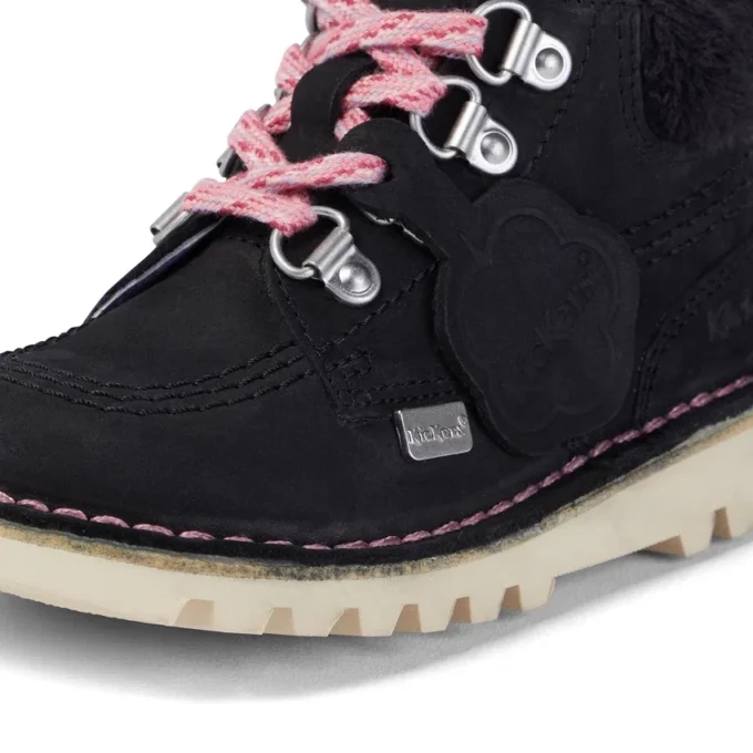 Kick Hi Winter-laarzen van nubuck voor babymeisjes, zwart