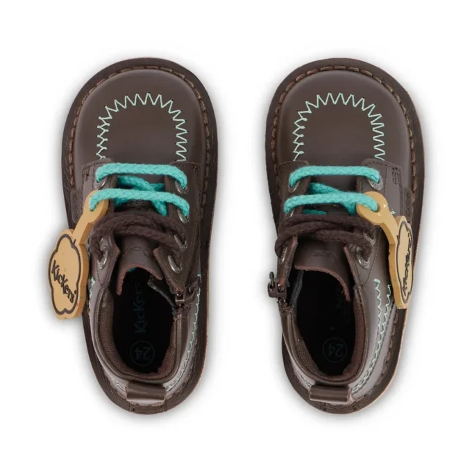 Kick Hi ZigZag-laarzen voor babyjongens, bruin leer