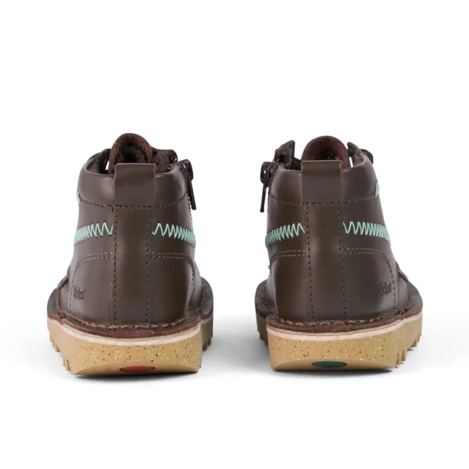 Kick Hi ZigZag-laarzen voor babyjongens, bruin leer