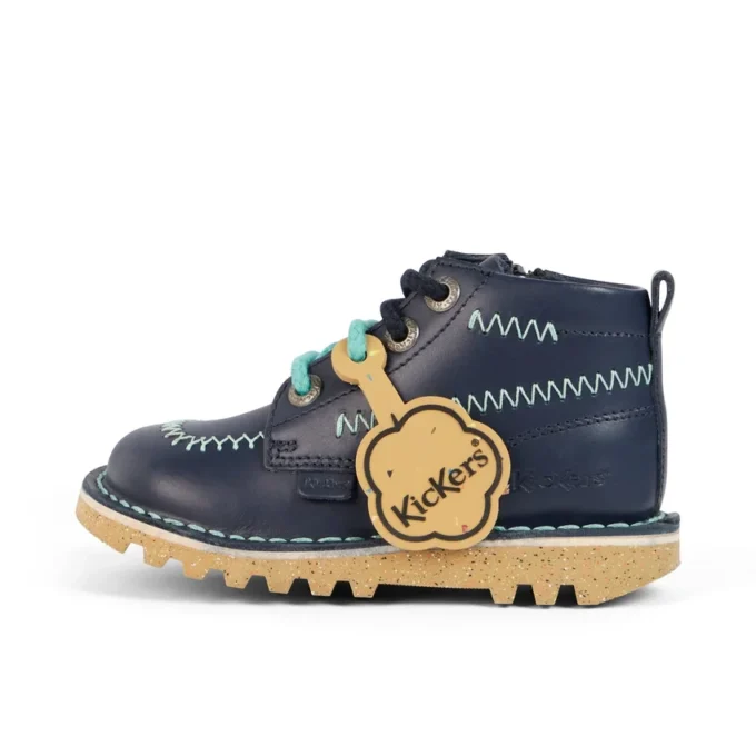 Kick Hi ZigZag-laarzen voor babyjongens, leer, marineblauw
