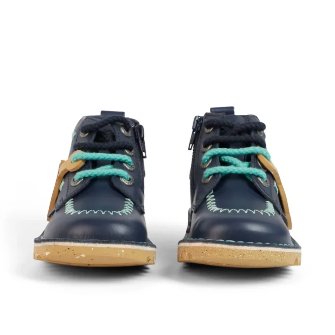 Kick Hi ZigZag-laarzen voor babyjongens, leer, marineblauw