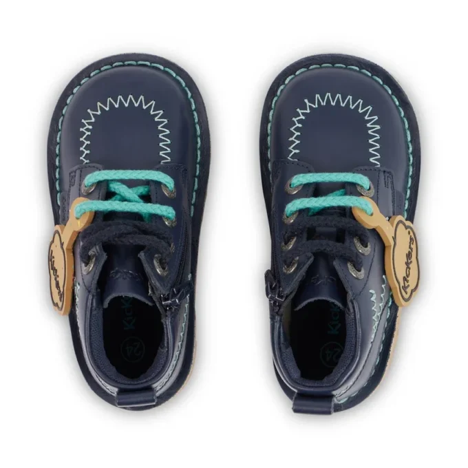 Kick Hi ZigZag-laarzen voor babyjongens, leer, marineblauw