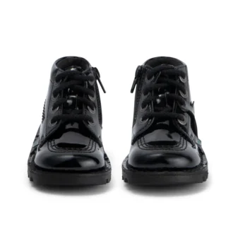 Kick Hi Zip voor babymeisjes, leer en imitatielakleer, zwart