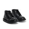 Kick Hi Zip voor babymeisjes, leer en imitatielakleer, zwart