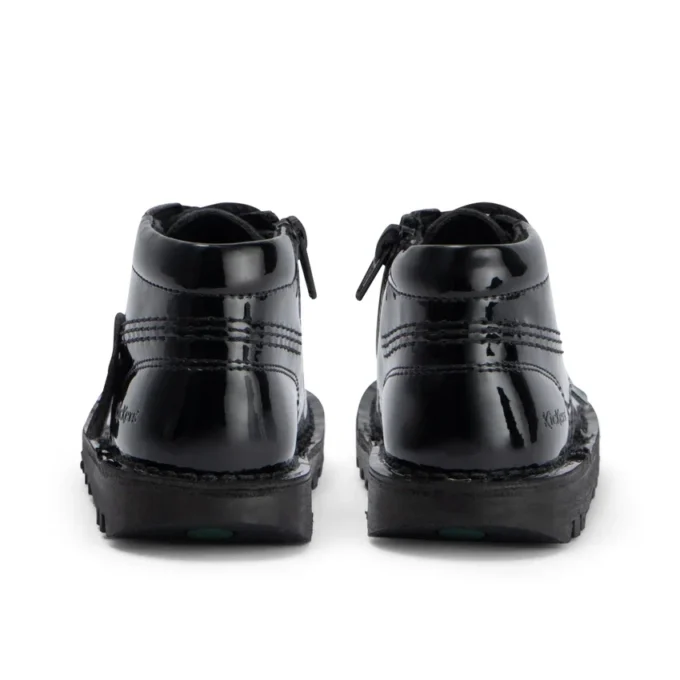 Kick Hi Zip voor babymeisjes, leer en imitatielakleer, zwart