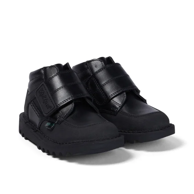Kick Mid Scuff voor jongens, leer, zwart