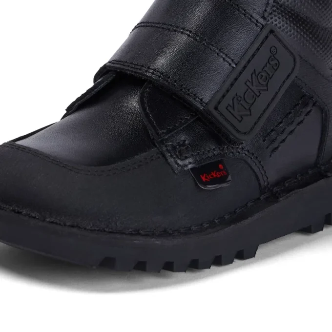 Kick Mid Scuff voor jongens, leer, zwart