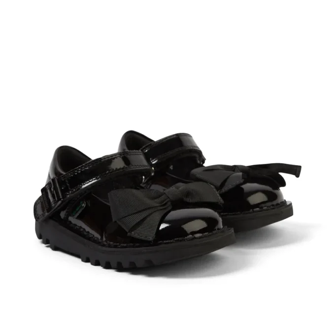 Kick Mj Bow voor babymeisjes, lakleder, zwart