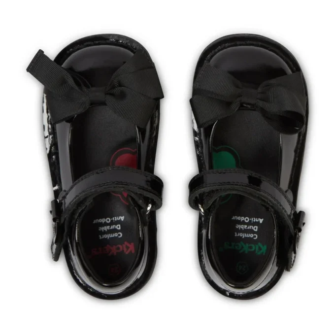 Kick Mj Bow voor babymeisjes, lakleder, zwart