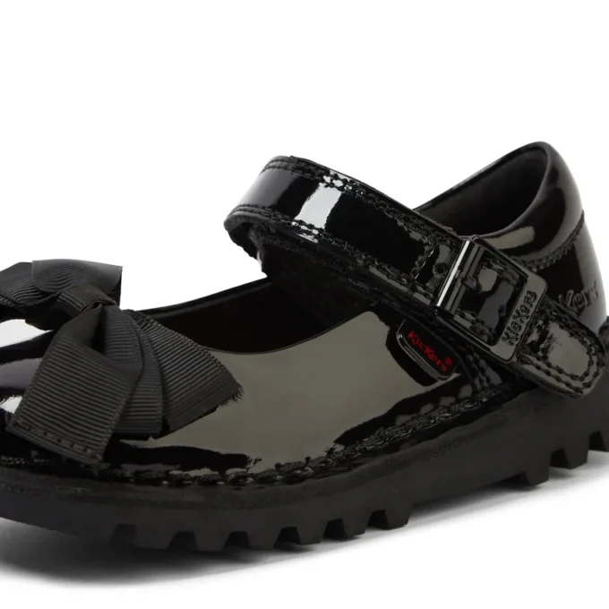 Kick Mj Bow voor babymeisjes, lakleder, zwart
