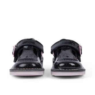 Kick T-bar Galactic voor kleine meisjes, zwart leer