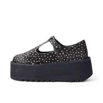 Kick T-Bar platform voor volwassen vrouwen, leer, zwart