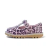Kick T Bar voor babymeisjes, luipaardprint, lakleer, roze