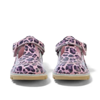 Kick T Bar voor babymeisjes, luipaardprint, lakleer, roze